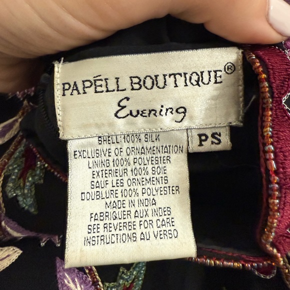 Vintage Pappell Boutique Evening 100% Silk Beaded Embroidered Top Petite Small - Picture 5 of 7